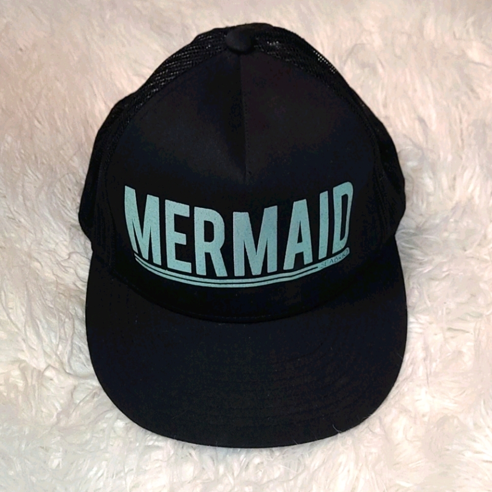 MERMAID Black Mesh Adjustable Trucker Hat New